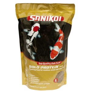 Velda SaniKoi Gold Protein Plus Teichfutter, 6mm, 3L Sack mit Koi-Motiv.