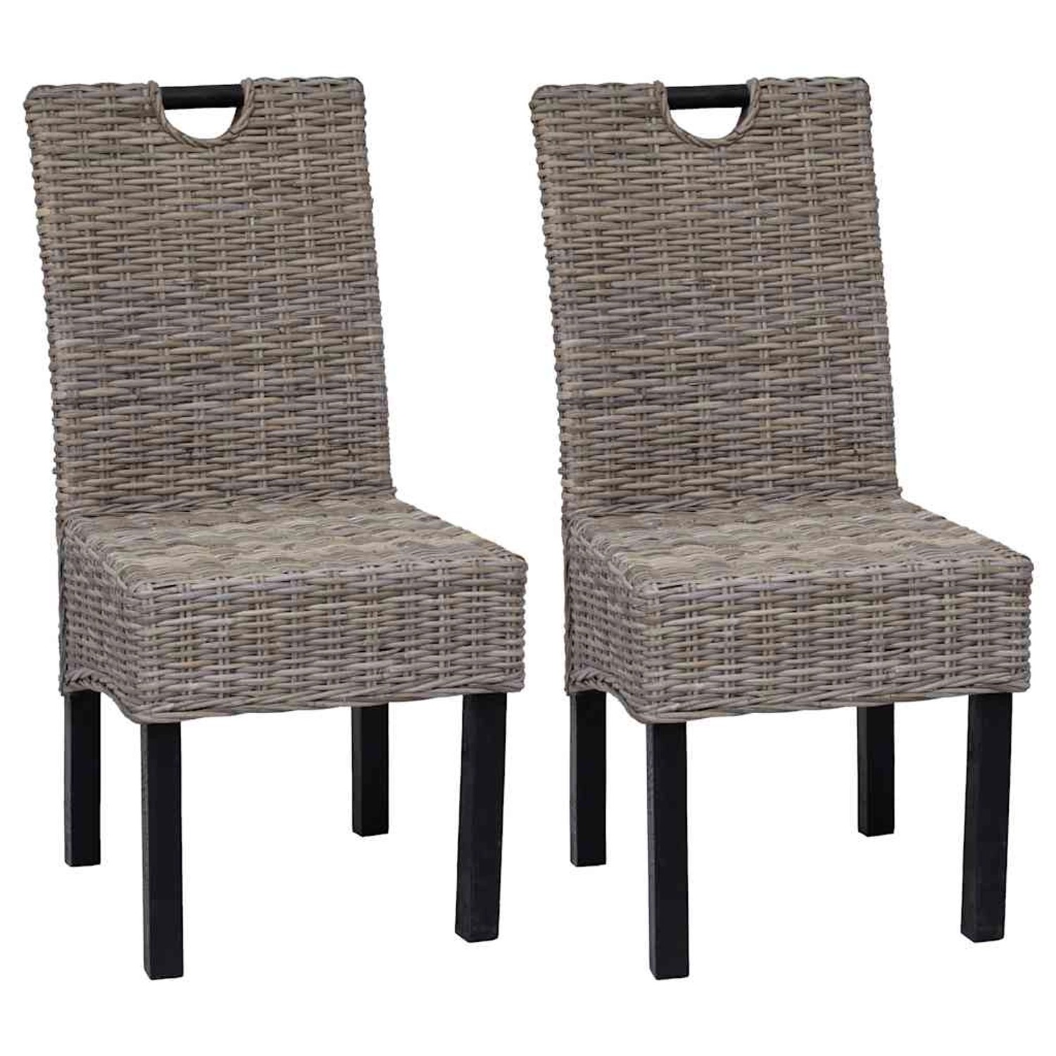 vidaXL Esszimmerstuhl 2 Stk Kubu-Rattan Mangoholz 243638