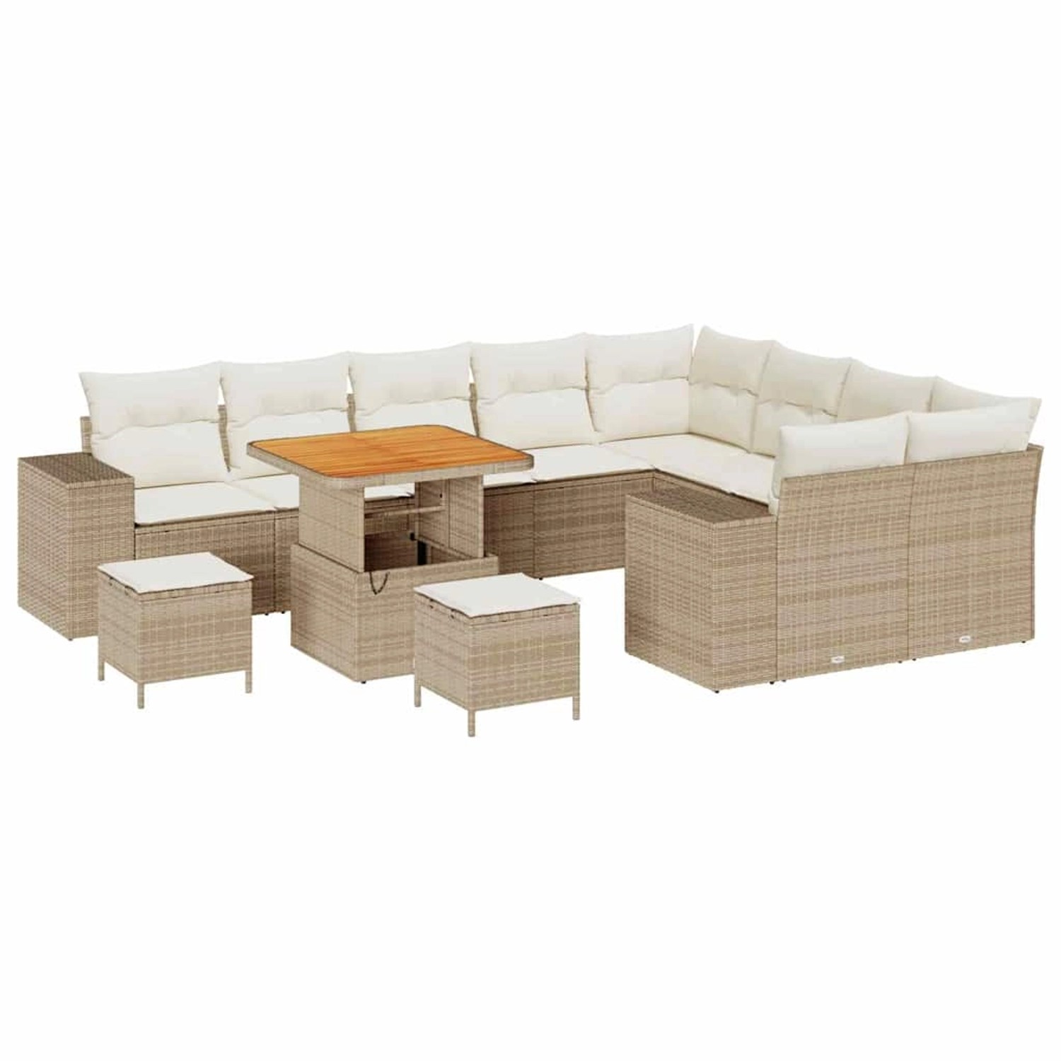 vidaXL Garten-Sofa-Set Höhenverstellbar 12-Tlg Beige Poly Rattan 3362041 günstig online kaufen