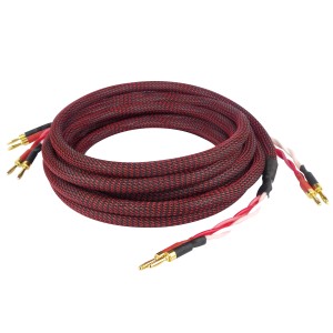 Dynavox Perfect Sound Lautsprecherkabel (Paar, 3m) mit Bananensteckern, rot-schwarz.