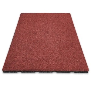 Floordirekt Fallschutzmatte Elastikmatte Fallschutzplatte mit Drainage 50 x 50 x 3 cm Rot