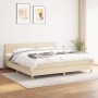 Cremefarbenes vidaXL Boxspringbett (200x200 cm) mit Matratze und Kopfteil.