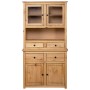 vidaXL Highboard aus Kiefernholz Panama, 93x40,5x180 cm, Büroschrank mit Schubladen und Glastüren.