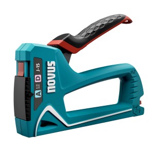 Novus Handtacker J-15, Profi-Tacker für Feindraht- & Flachdrahtklammern (4-10mm), blau/schwarz.