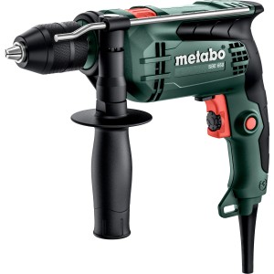 Metabo Schlagbohrmaschine SBE 650 im Koffer, grün/schwarz, mit Zusatzhandgriff.