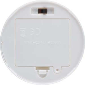 Rückseite des LED-Neonlicht Sterns mit Batteriefach und An-/Ausschalter.