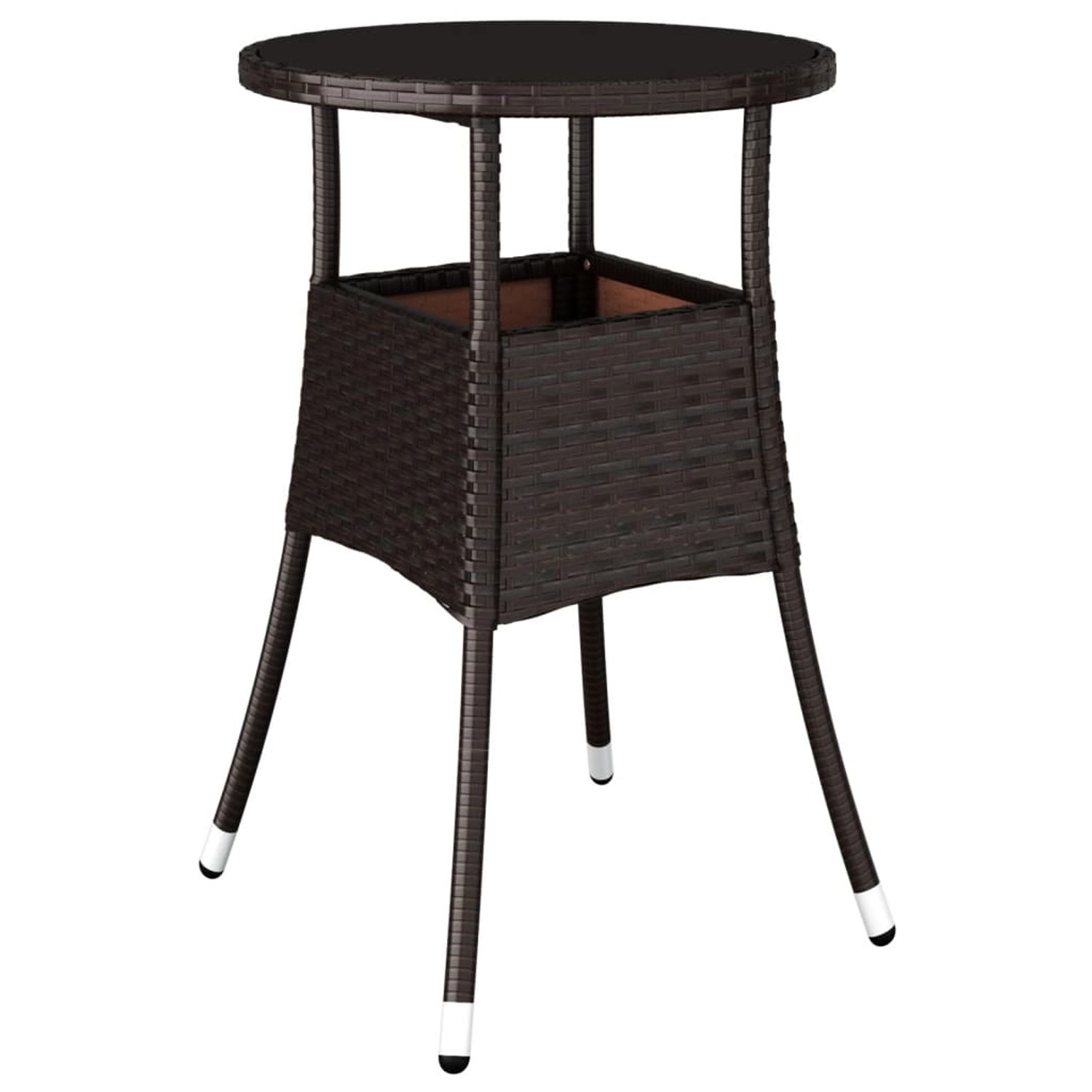 vidaXL Gartentisch Ø60x75 cm Hartglas und Poly Rattan Braun 310599 günstig online kaufen