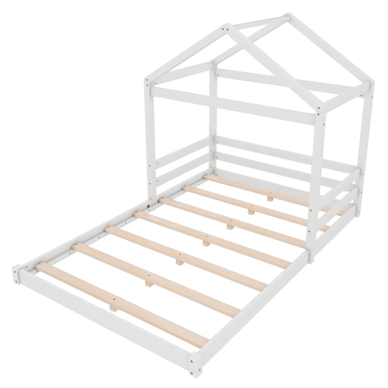okwish Hausbett 140x200cm mit Lattenrost Kinderzimmer Weiß ohne Matratze
