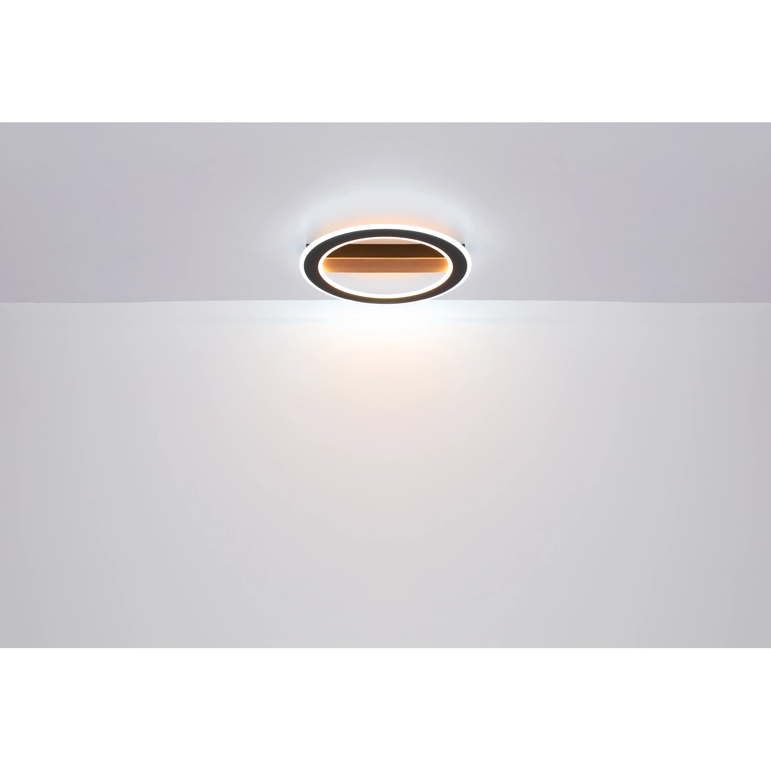 Moderne LED-Deckenleuchte Mattia, schwarz matt, 450x450 mm. Elegante Deckenlampe für Innenräume.