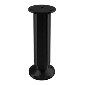 Schwarzer SOTECH Möbelfuß ALPHA, 150 mm hoch, aus eloxiertem Aluminium.