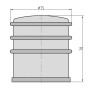 Technische Zeichnung: Basi Boden-Türstopper Set, Edelstahl, Maße: Ø75mm, Höhe 78mm.
