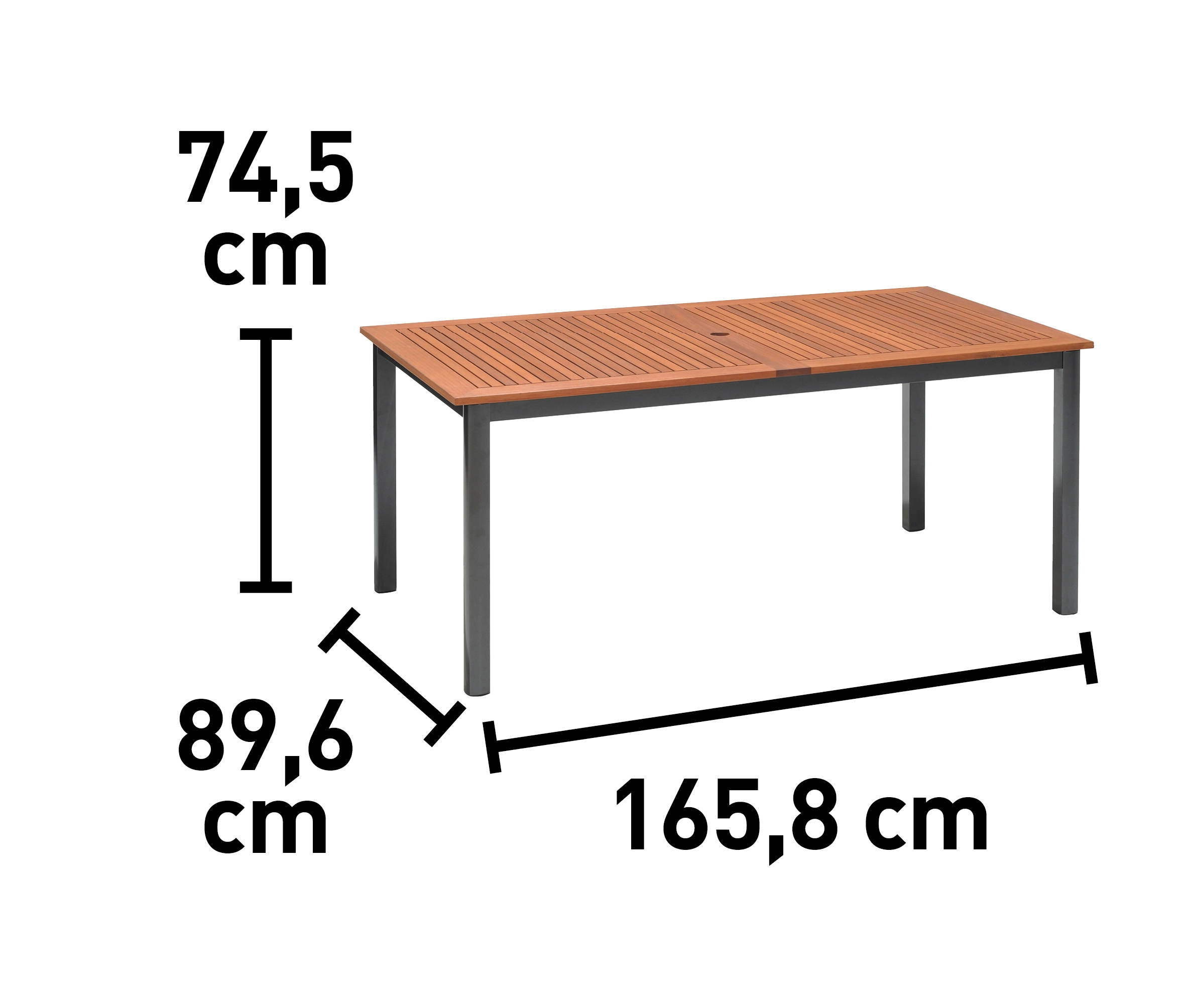 90 Rechteckig FSC®-Holz/Aluminium Gartentisch x 166 cm cm Anthrazit Harris