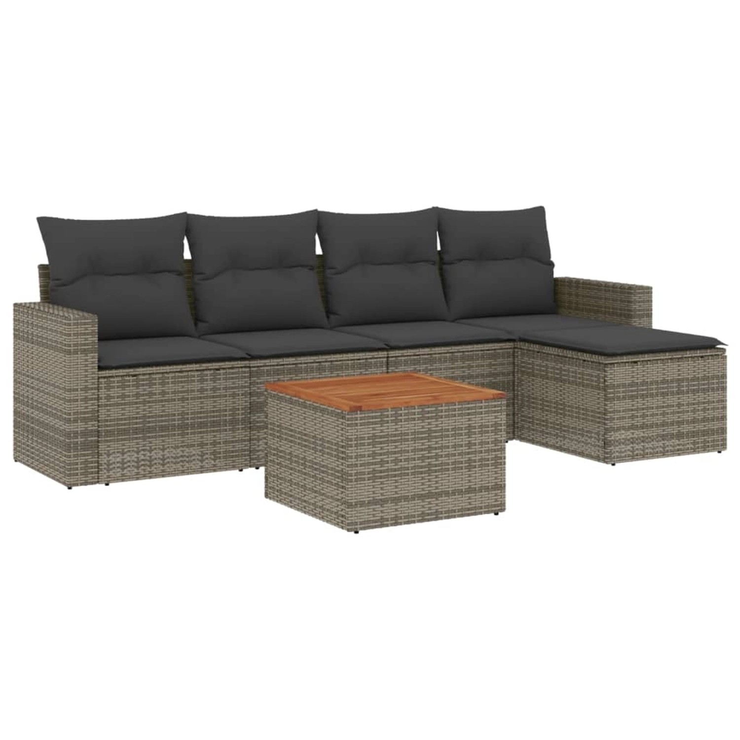vidaXL 6-Tlg Garten-Sofagarnitur mit Kissen Grau Poly Rattan 3256431 günstig online kaufen