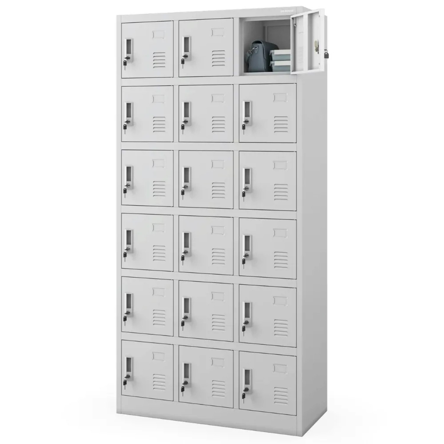 JAN NOWAK Schließfachschrank Spind KAROL 18 Fächer 185 x 90 x 40 cm Grau