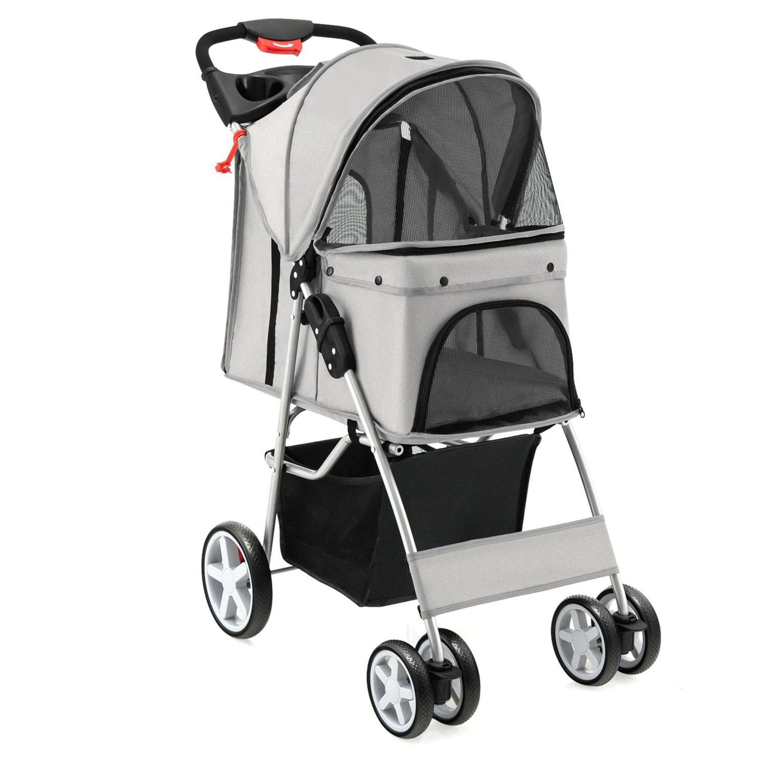 Costway Hundewagen Haustiere Buggy Bis 15 kg Grau