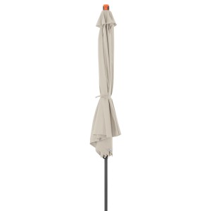 Geschlossener, naturfarbener Doppler Mittelmastschirm myZone Push Up, ca. 300 cm.
