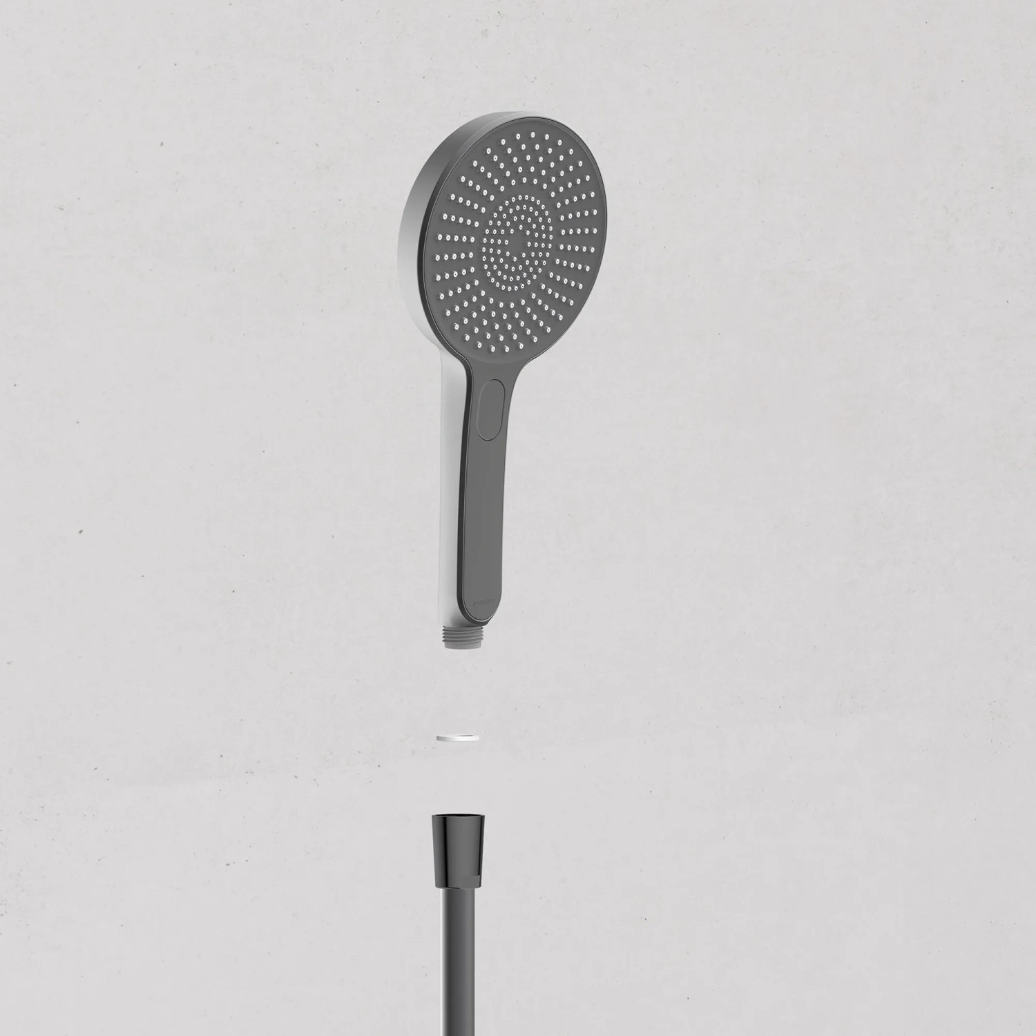 Schütte Stangenbrause-Set Karibik Oval Graphit Matt, Handbrause mit Schlauch.