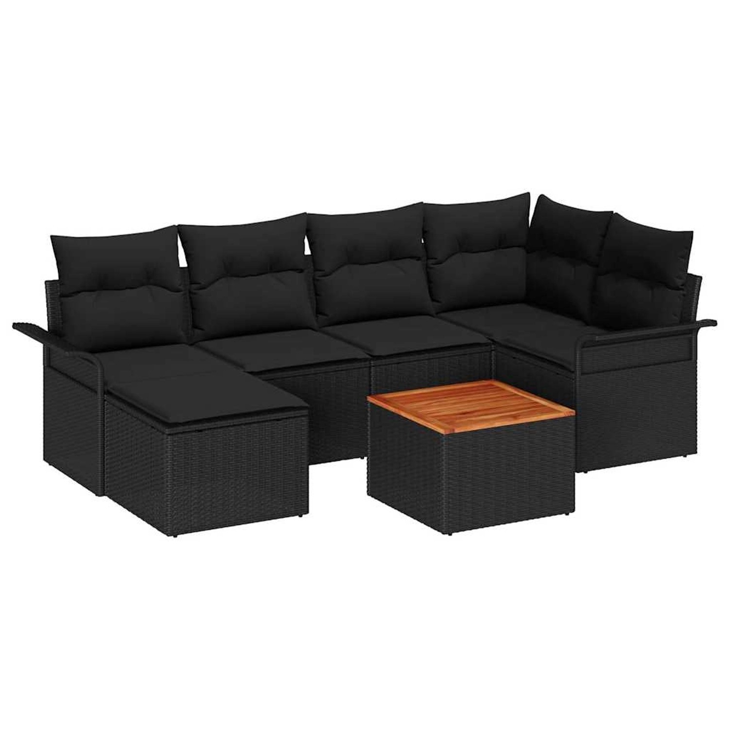 vidaXL Garten-Sofa-Set 7-Tlg Schwarz Poly Rattan 3347352 günstig online kaufen