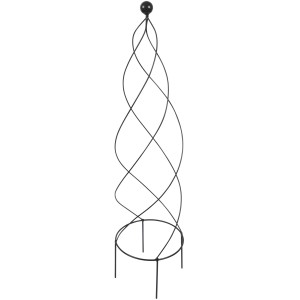 Windhager Rankturm Obelisk Twist, 100 cm hoch, anthrazitfarbene Rankhilfe für Kletterpflanzen.