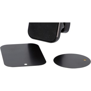 Cartrend Magnet-Handyhalterung fürs Auto, schwarz, mit Metallplatten zur Befestigung.