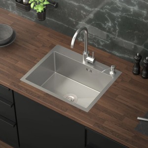 ML-Design Edelstahl Spülbecken 55x45 cm mit Siphon und Seifenspender für die Küche.