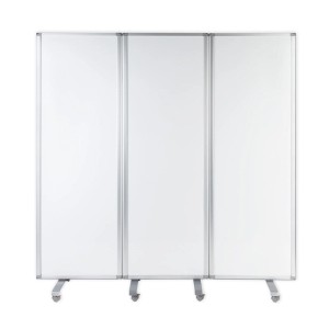 Dreiteilige, magnetische KARAT Mobile Trennwand (Whiteboard) mit Rollen, 180x180 cm.