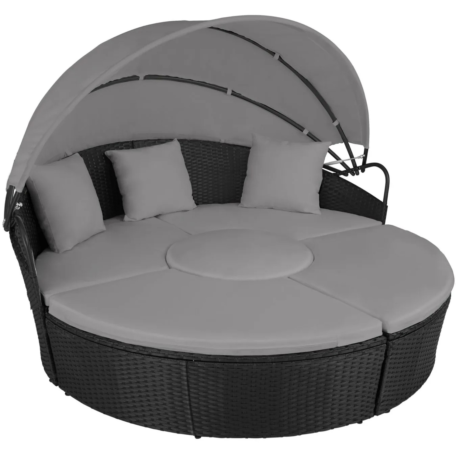 Tectake Rattan Sonneninsel Santorin Widerstandsfähig Uv Beständig  175 x 171 x 136 cm Schwarz