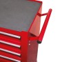 Detailansicht: Roter Einhell Werkstattwagen TC-TW 100 mit Schubladen und Griff.