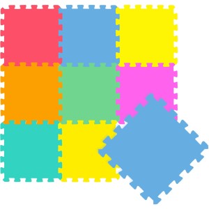 Bunte LittleTom Puzzlematte für Babys und Kinder, 9 Schaumstoffmatten 30x30 cm.