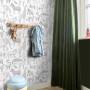 ESTAhome Vliestapete Dschungeltiere in Weiß und Grau. Dekorative Tapete mit Tiermotiven für Kinderzimmer.