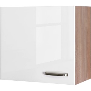 Flex-Well Oberschrank Valero, 60x55 cm, Hochglanz Weiß/Sonoma Eiche, Küchen-Hängeschrank mit Tür.
