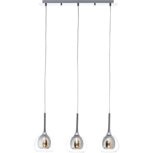 Brillante 3-flammige Pendelleuchte Hadan mit transparentem Glas und Chromdetails.
