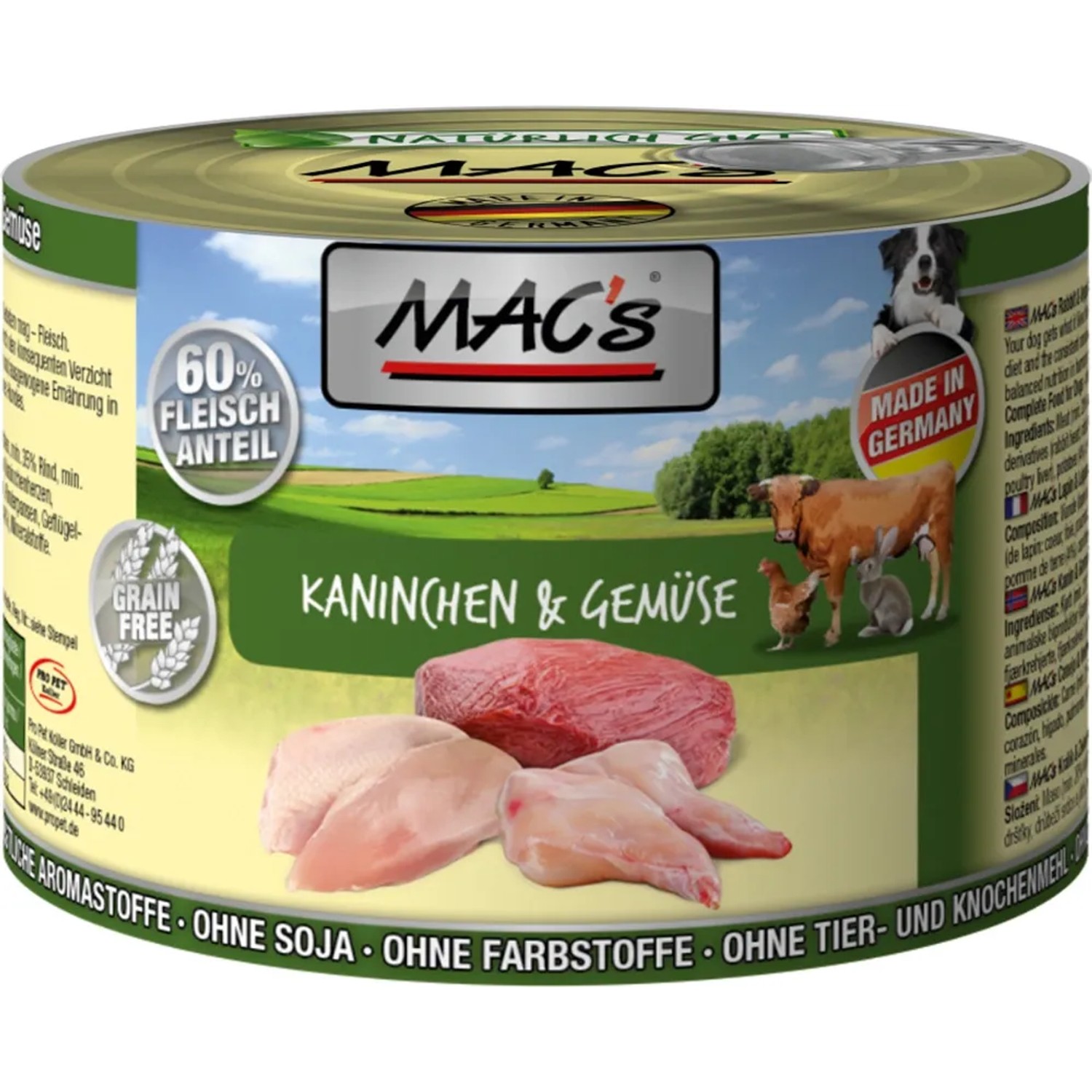 Mac's Hunde-Nassfutter Kaninchen und Gemüse 200 g