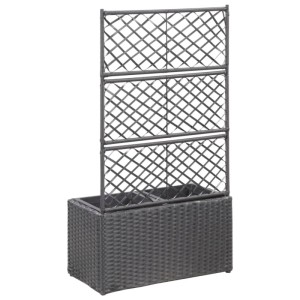 DELUKE Rankkasten Pflanzgefäß ELOT Aus Rattan Schwarz 2 Töpfe 58x30x107cm Hochbeet Rankgitter Pflanzkasten Blumenkasten Rankhilfe