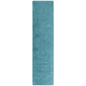 Petrolfarbener Langflor Teppichläufer 80x160cm, Snapstyle Cottage. Weicher, schadstoffgeprüfter Teppich für Fußbodenheizung.