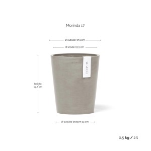 Ecopots Pflanztopf Morinda, braungrau, 17x19cm. Skandinavisches Design für Innen- & Außenbereiche.
