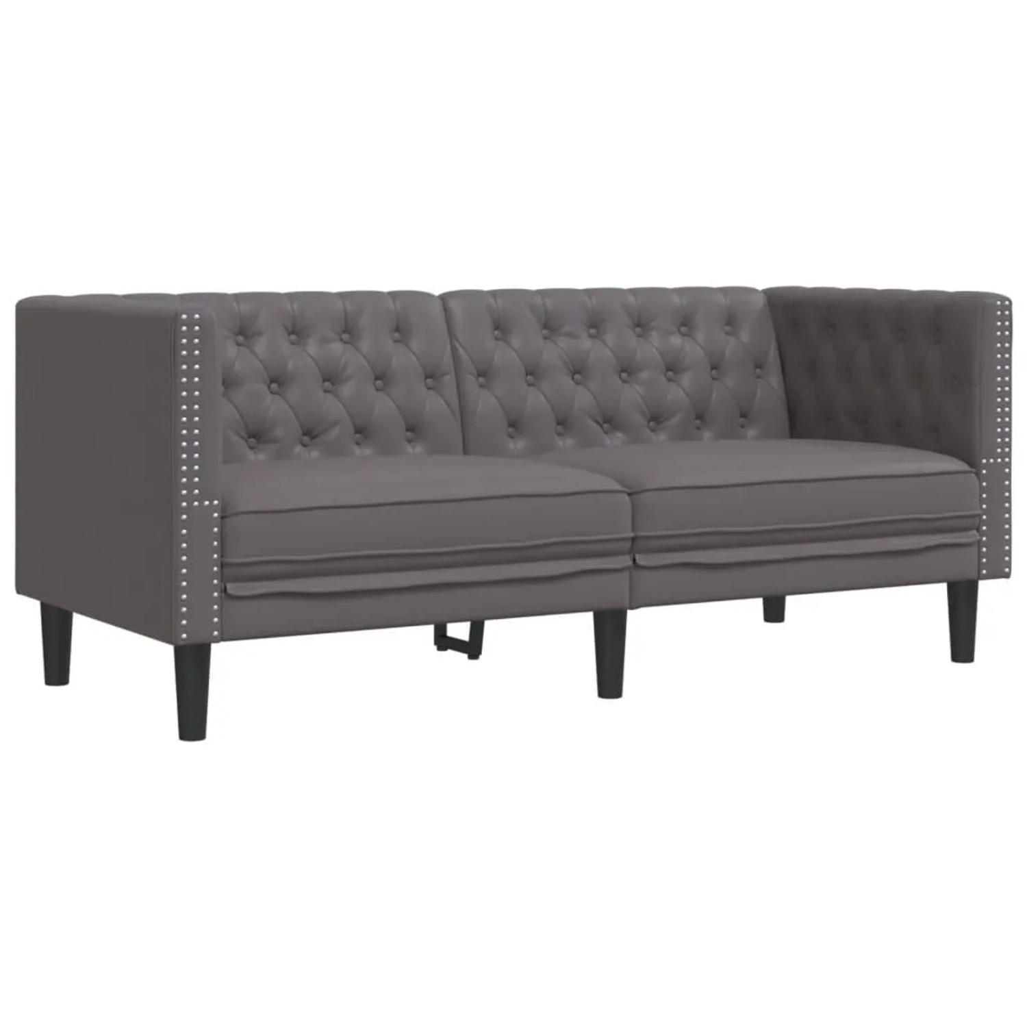 vidaXL Chesterfield-Sofa 2-Sitzer Grau Kunstleder 372662