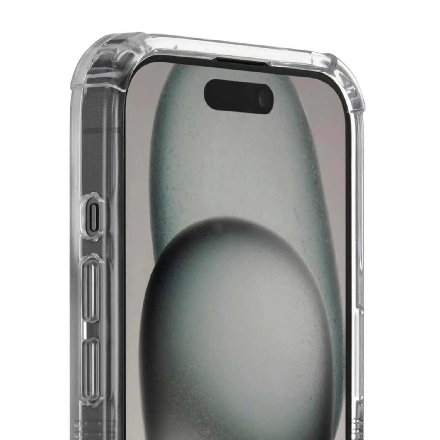 Transparente Hama MagCase Extreme Protect Handyhülle für Apple iPhone 15. Zeigt verstärkte Ecken, Seitentasten und D3O Schutz.