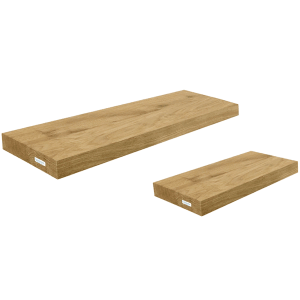 Holz4home Wandregal Set, 2 Eiche Massiv Regale (70cm & 40cm), Naturholz ohne Baumkante.