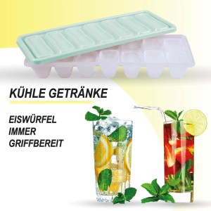 Bestgoodies Eiswürfelform, 8er Set, grün, mit Deckel. Küchenhelfer für Eiswürfel, Desserts und Mini-Popsicles.