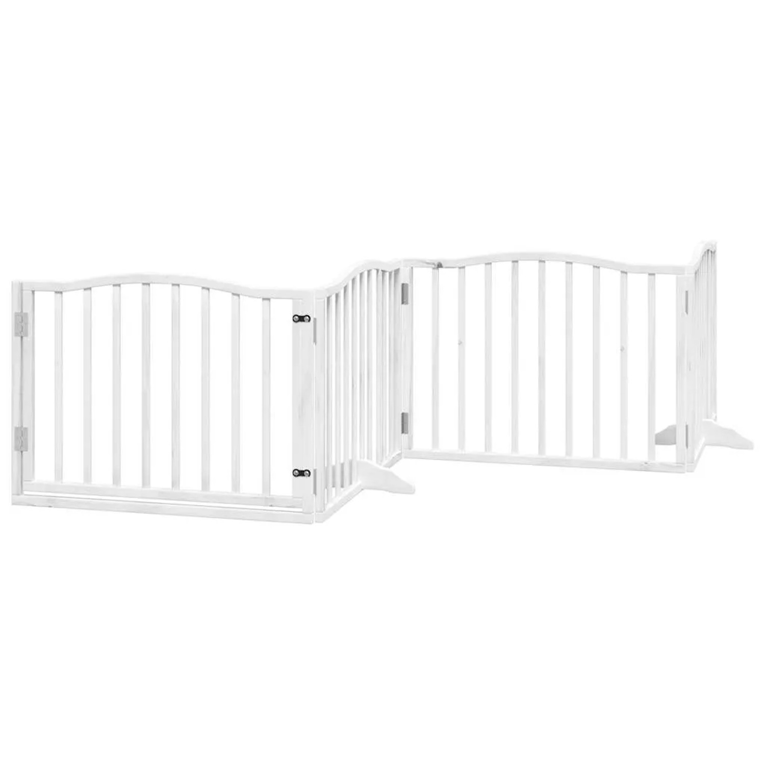vidaXL 4 Tlg Hundetor mit Tür Faltbar Weiß 320 cm Pappelholz 352217