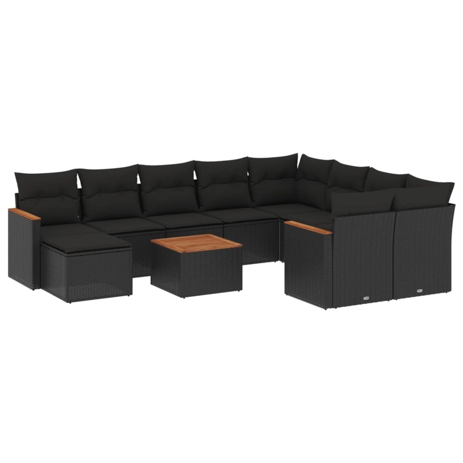 vidaXL 11-tlg Garten-Sofagarnitur mit Kissen Schwarz Poly Rattan Modell 86 günstig online kaufen