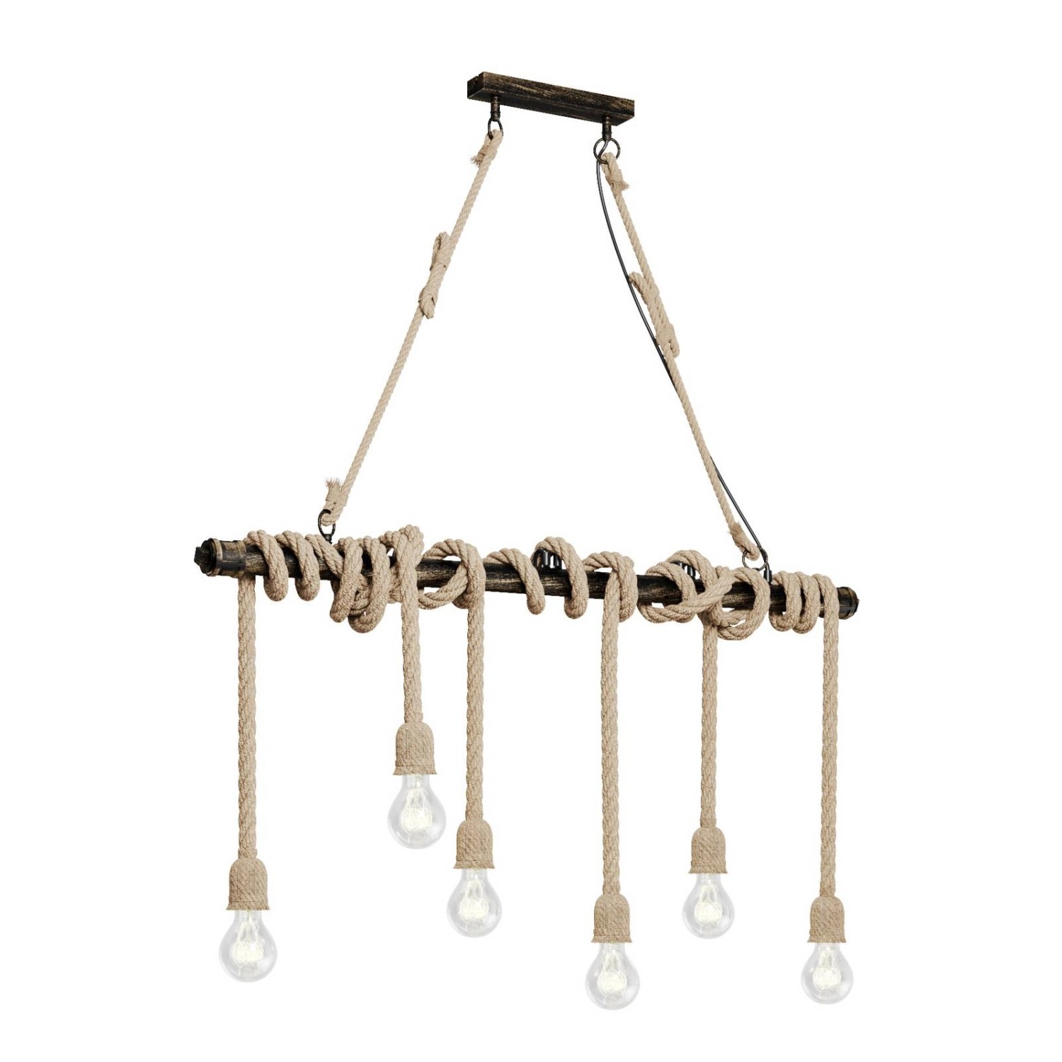 Lindby Pendelleuchte Hajo 9624751 Retro Vintage Antik in Braun aus Metall 6 günstig online kaufen