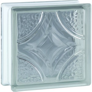 BM Glasstein Rombo Super White, 19x19x8cm. Klarglas mit geometrischem Muster für Innen & Außen.