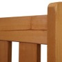 Detailansicht der braunen Gartenbank aus Tannenholz mit Stauraum.