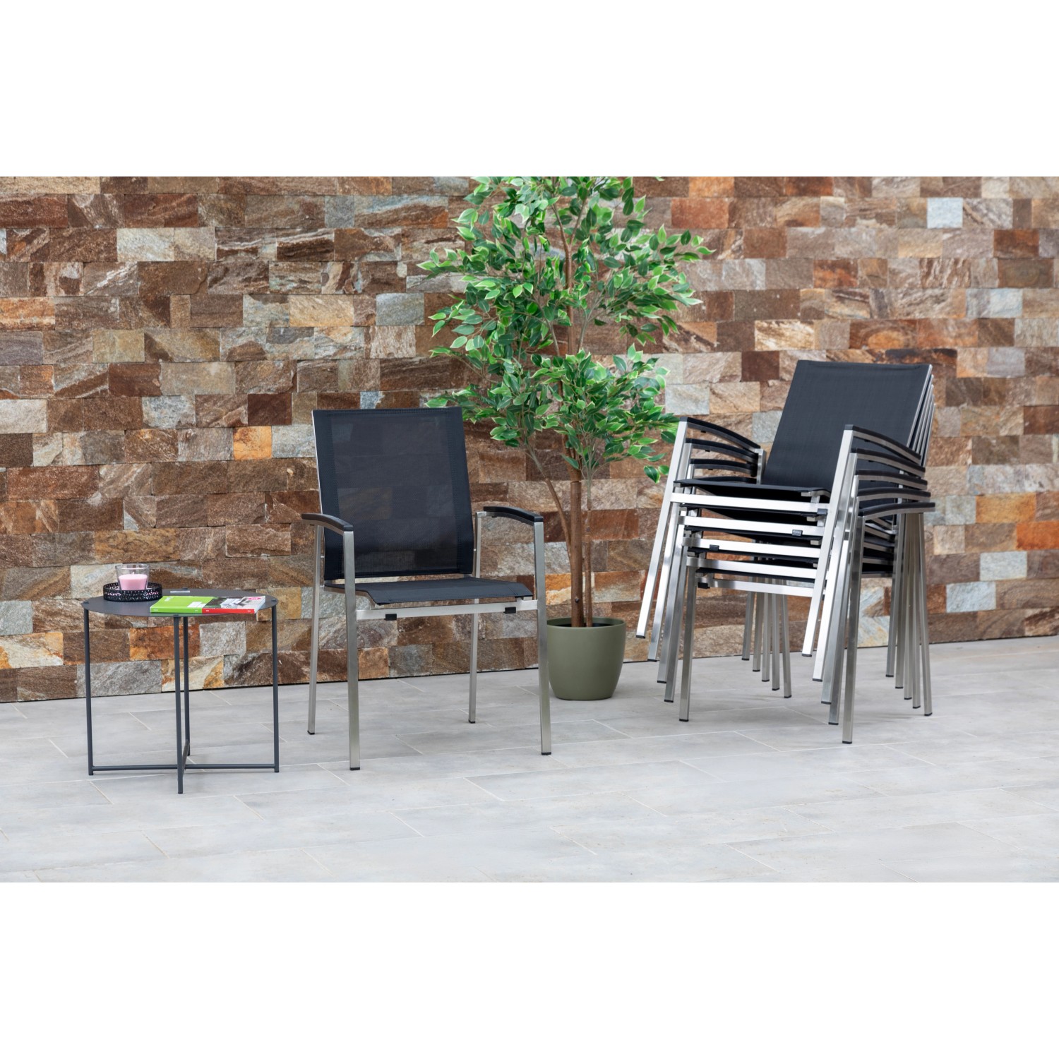 Acamp Stapelsessel Auris 6er-Set Grau