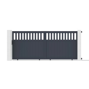 Graues Casanoov Schiebetor Santis (3 m) mit zwei Pfosten (H 190 cm) aus Aluminium.
