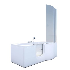 AcquaVapore Seniorendusche und Badewanne mit Tür, 170x85 cm, mit Duschabtrennung.
