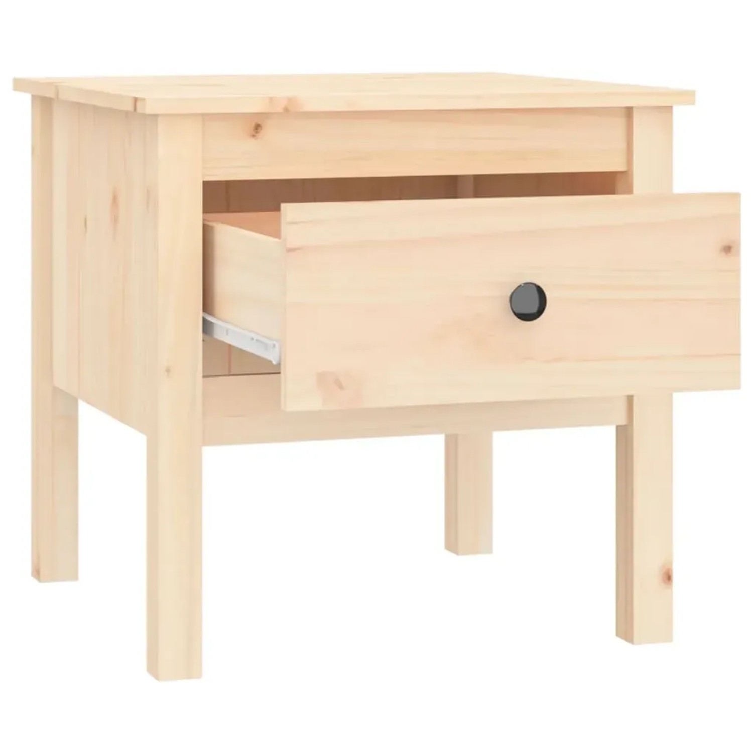 vidaXL Beistelltisch aus Kiefernholz, 50x50x49 cm, mit offener Schublade.