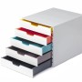 Durable Schubladenbox A4 Varicolor mit 5 bunten Fächern und Beschriftungsetiketten für Büro und Schreibtisch.